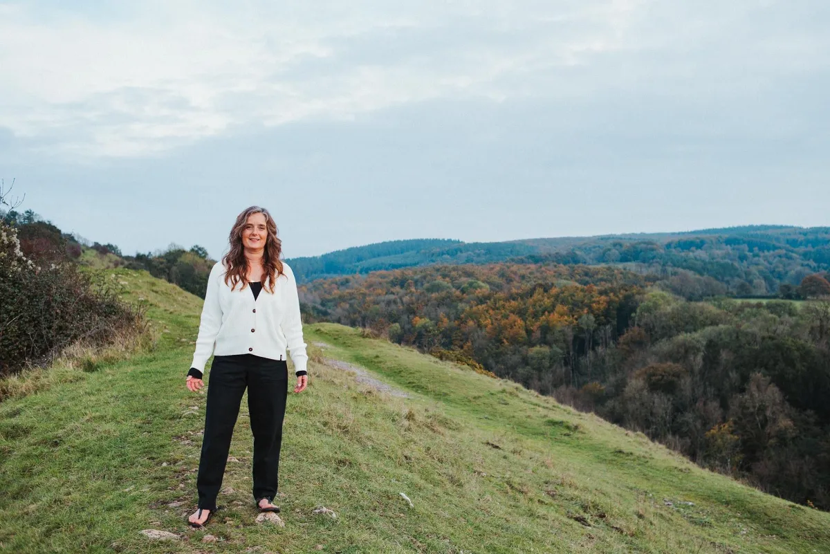 woman moving in field