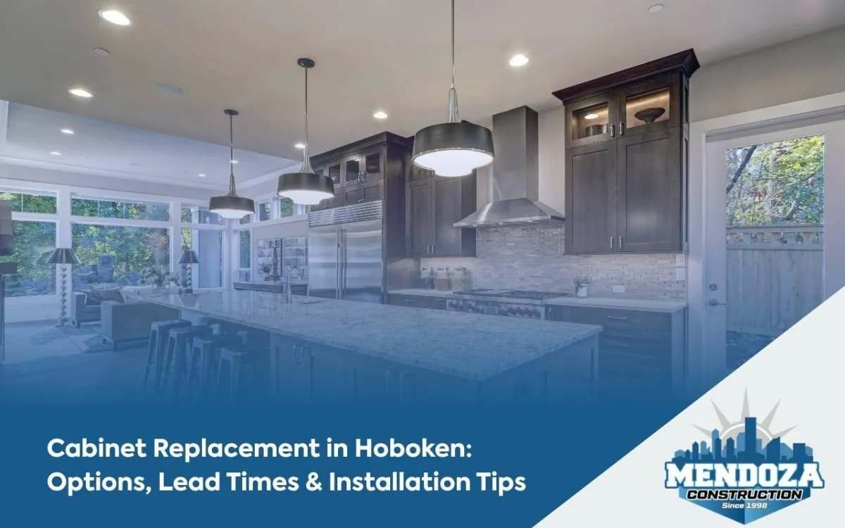 Modern kitchen cabinets replacement Hoboken with sleek flat-panel design