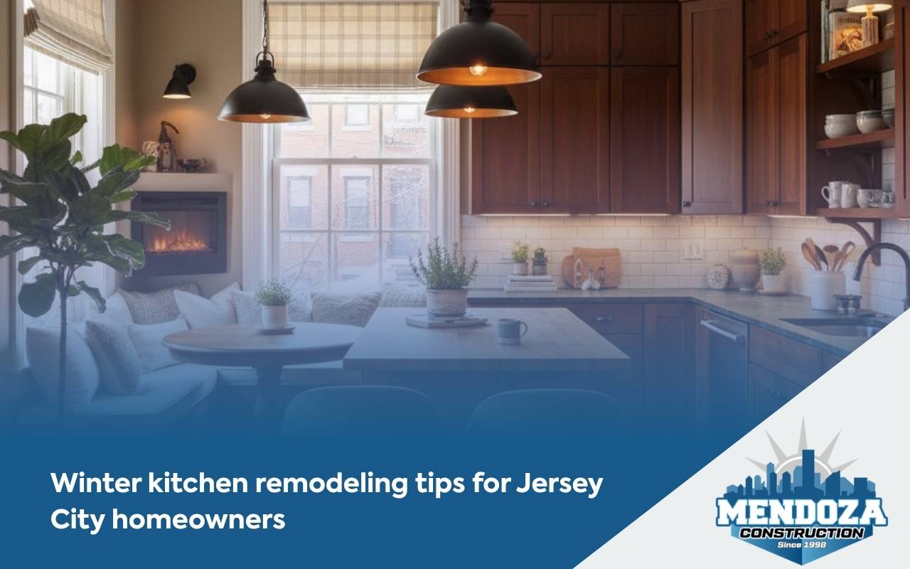 Cozy family kitchen showing Winter Kitchen Remodeling Tips in Jersey City with warm lighting and practical storage.