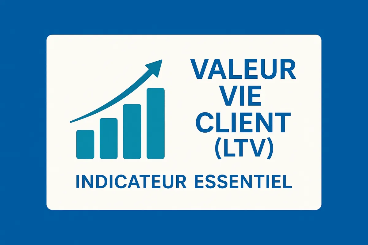 Image illustrant la croissance d’une PME avec un graphique et la mention Valeur Vie Client (LTV), utilisée pour un article DGIT Management.