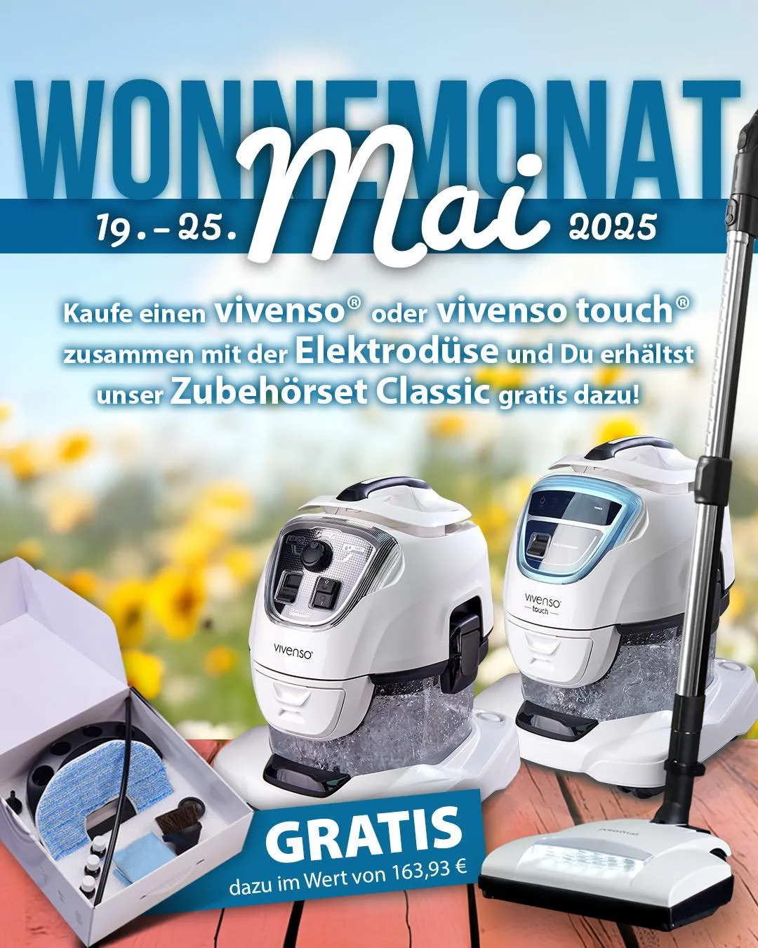 Vivenso Angebotswoche vom 19.5. bis 25.05.25 erhält man beim Kauf eines Vivensos mit Elektrobürste das Classic Set gratis dazu. 