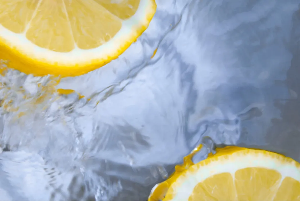 Lemon Slice float in ice water