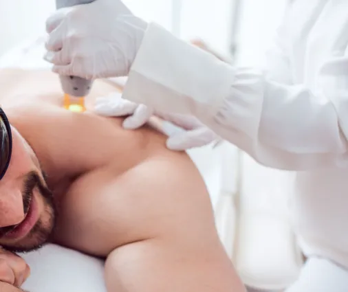 Men enjoying laser hair removal