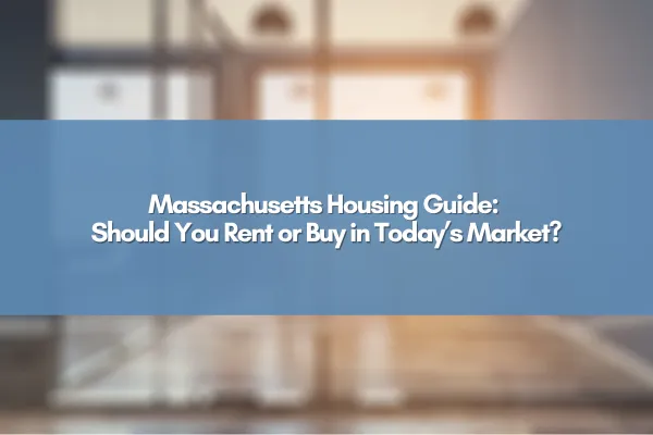 A Massachusetts neighborhood featuring both apartment buildings and single-family homes, representing the decision between renting and buying in the current housing market.