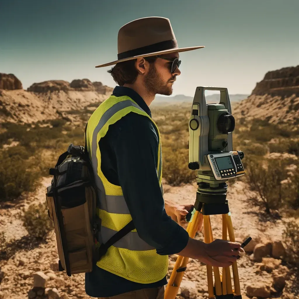 Land Surveyor working in the desert