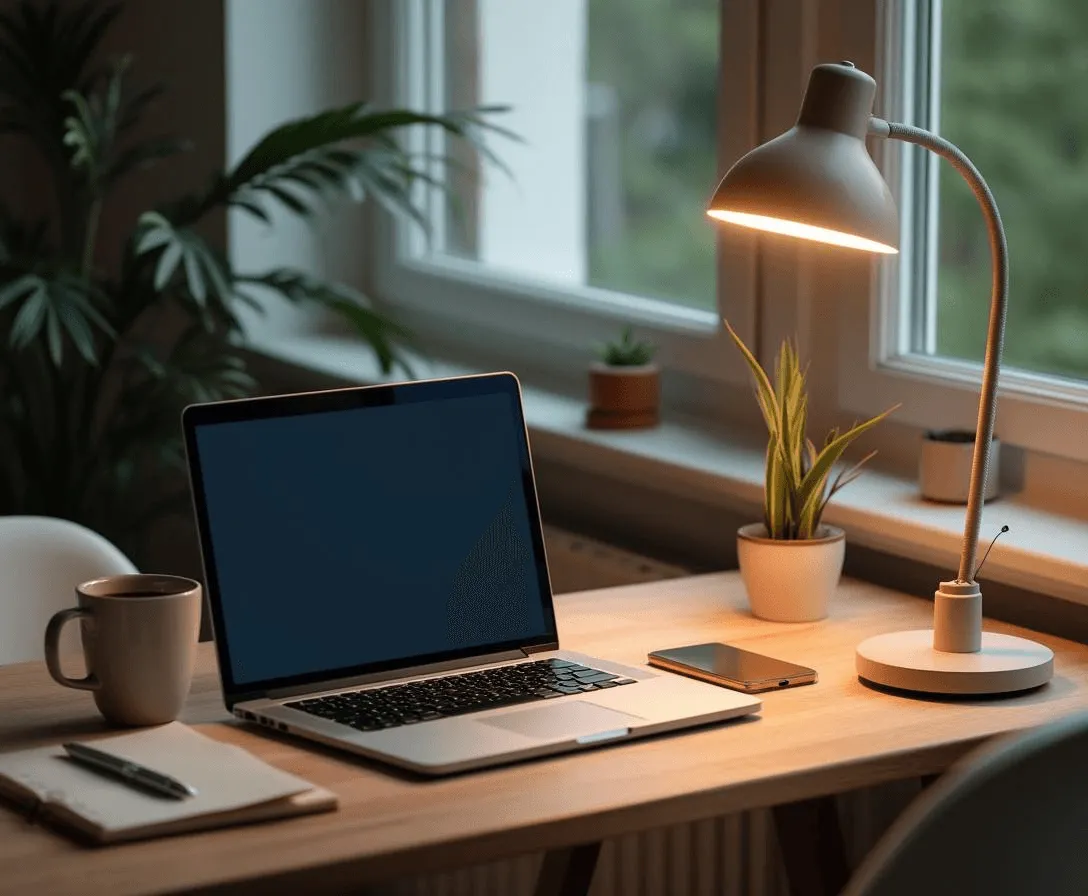 image of blank laptop on desk