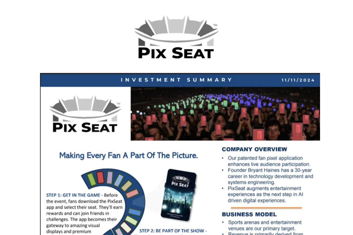 PixSeat Investment Summary