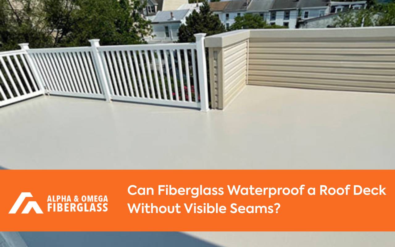 Seamless Fiberglass Deck Waterproofing membrane on a roof deck