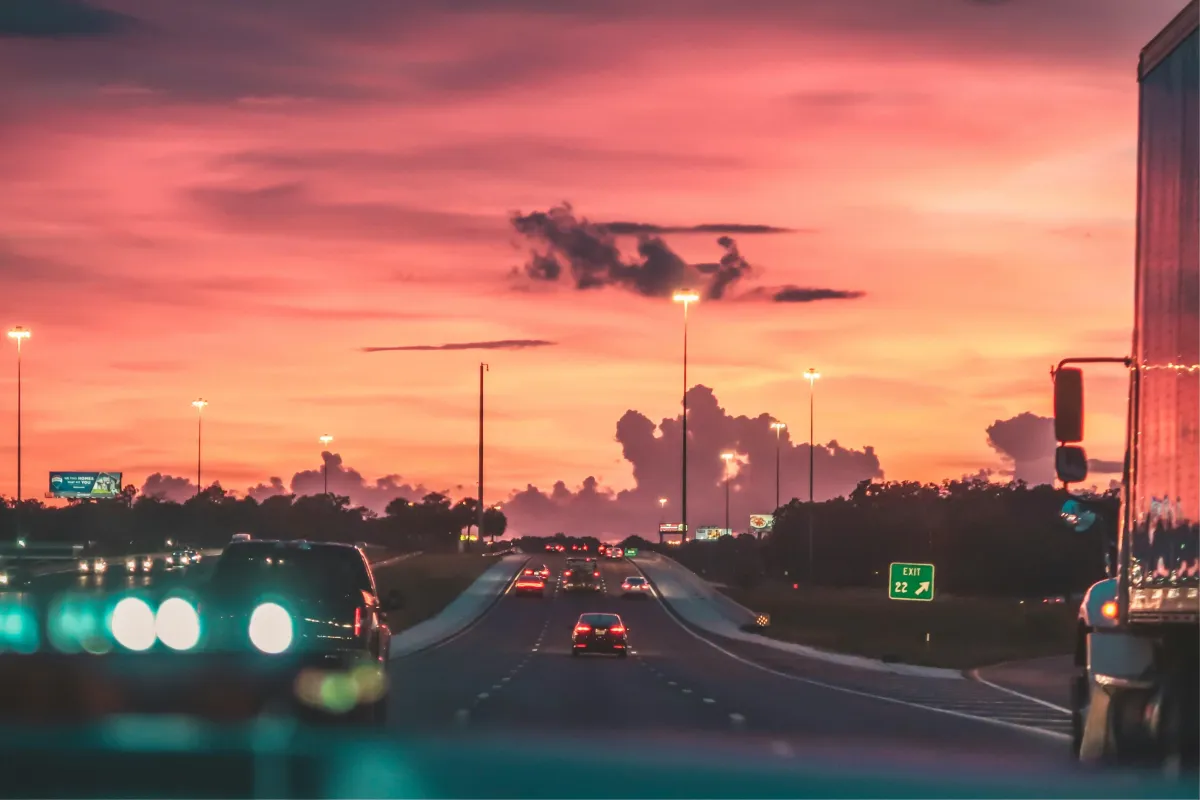 driving down the road