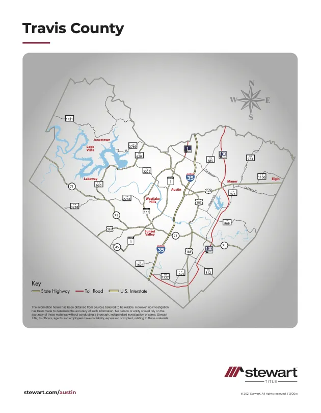Map of Travis County