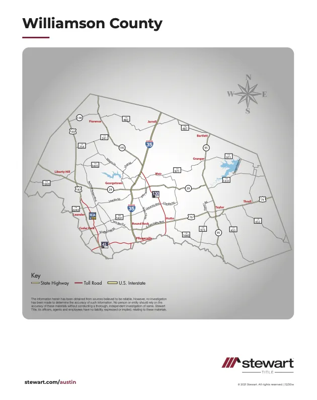 Map of Williamson County