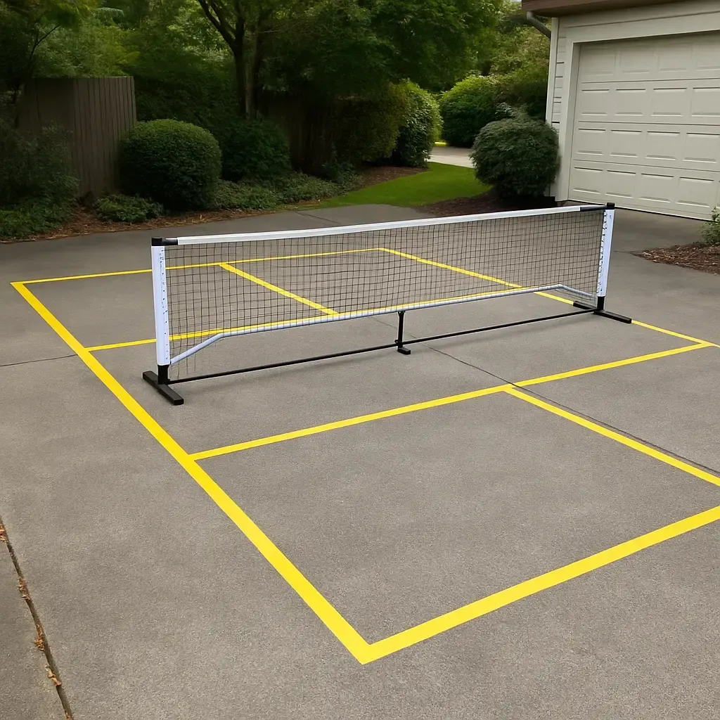 sample image of a residential pickleball court for topic on pickleball portable nets
