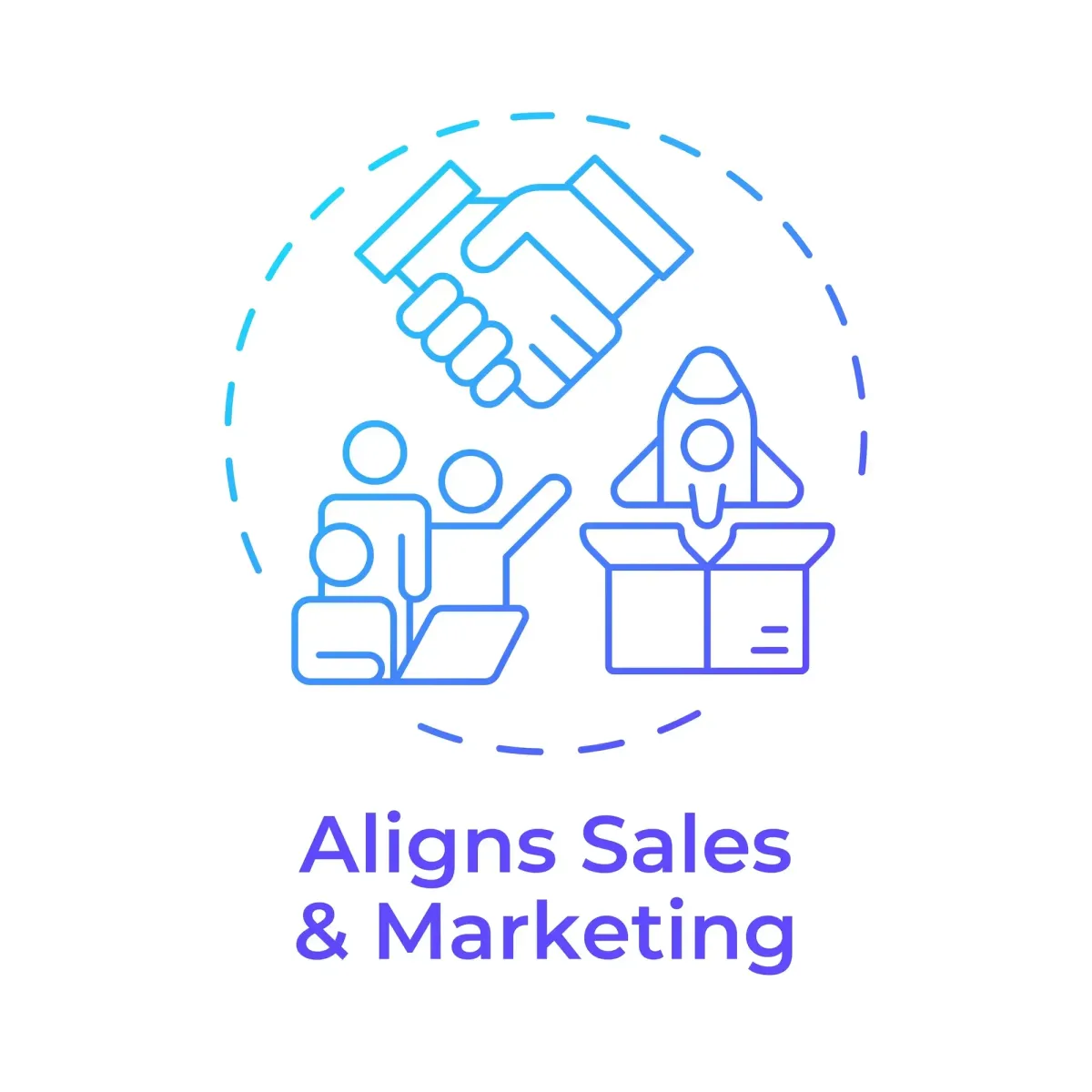 Sales and marketing alignment icon showing benefits of aligned B2B teams working together