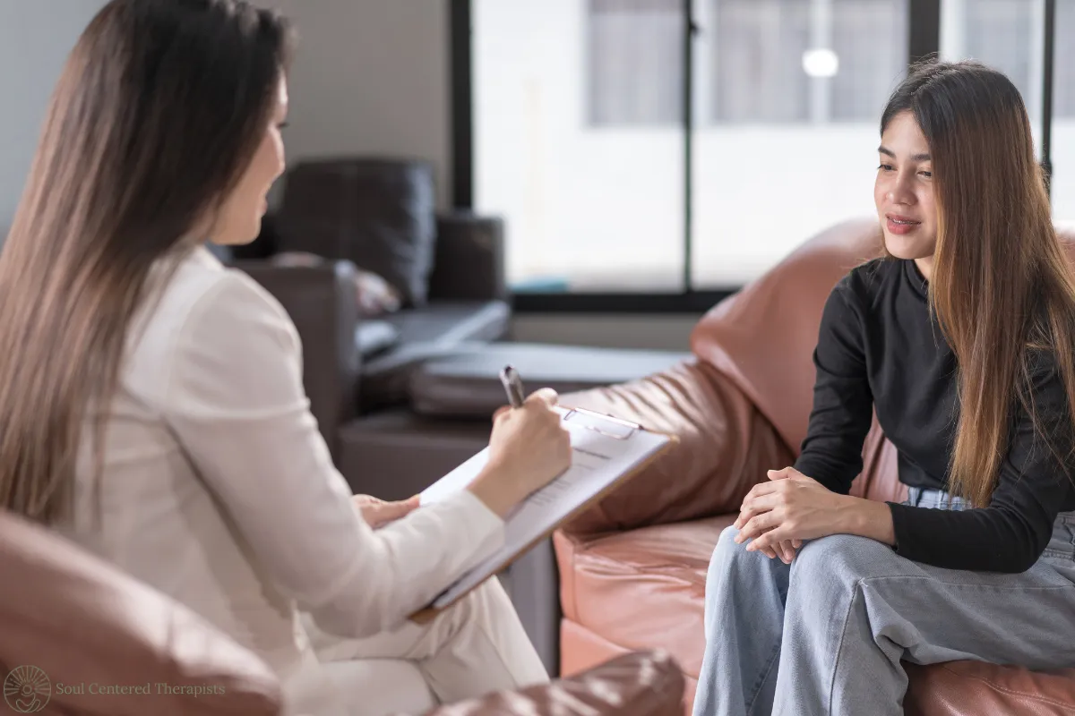 Woman in intensive therapy retreat for anxiety