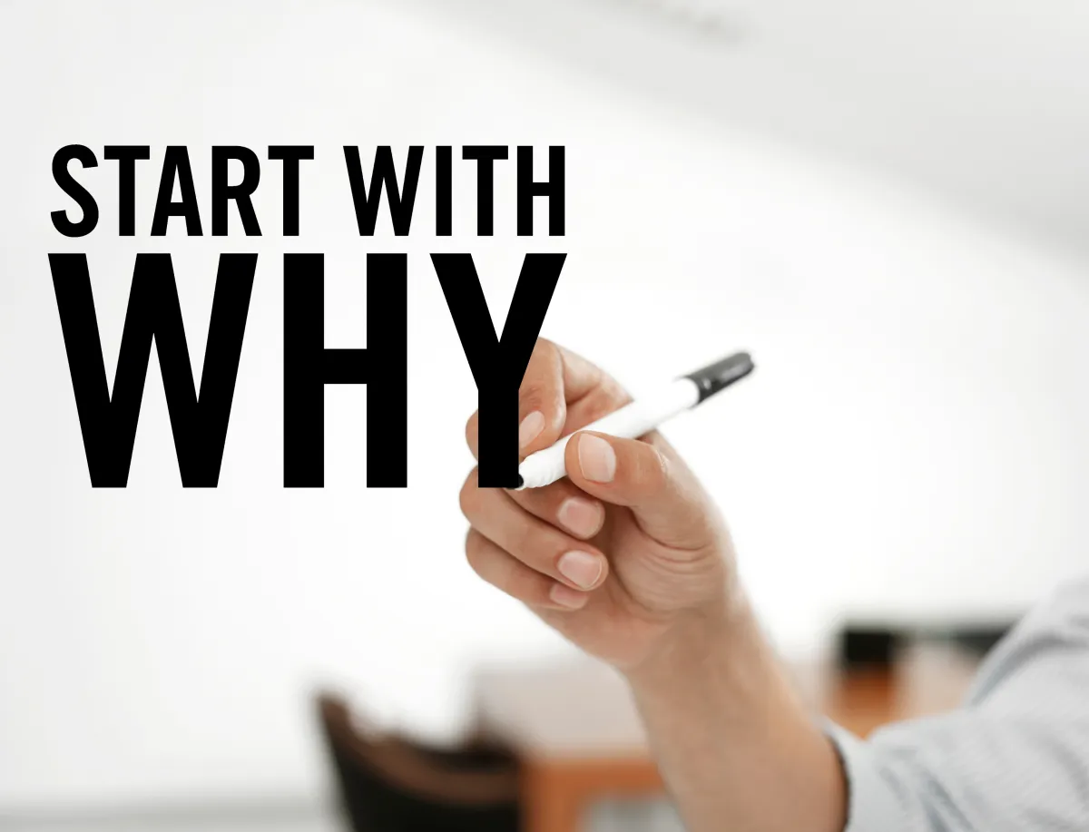 Hand writing "Start with Why"