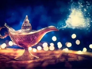 genie lamp granting a wish