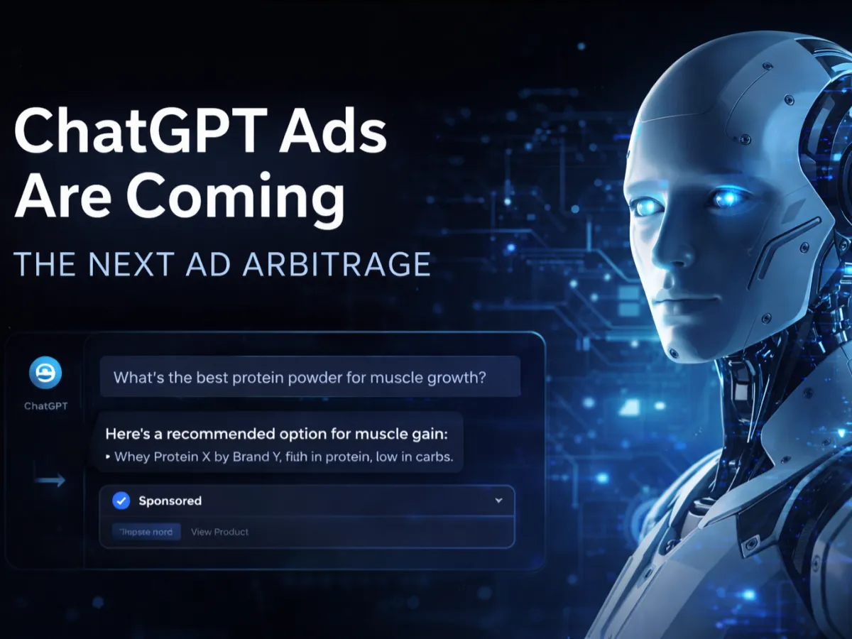 ChatGPT ads illustration showing AI-driven conversational advertising and sponsored recommendations