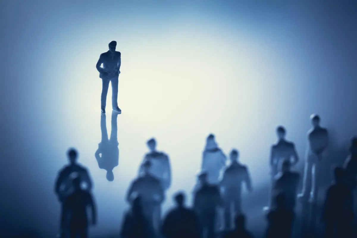 man standing out from the crowd