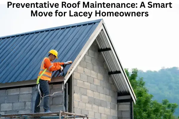 Clean residential roof with ladder and moss removal in Lacey, Washington – roof maintenance tips