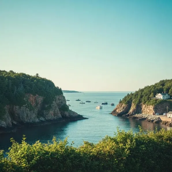 Scenic photo of Bar Harbor with several boats in the distance