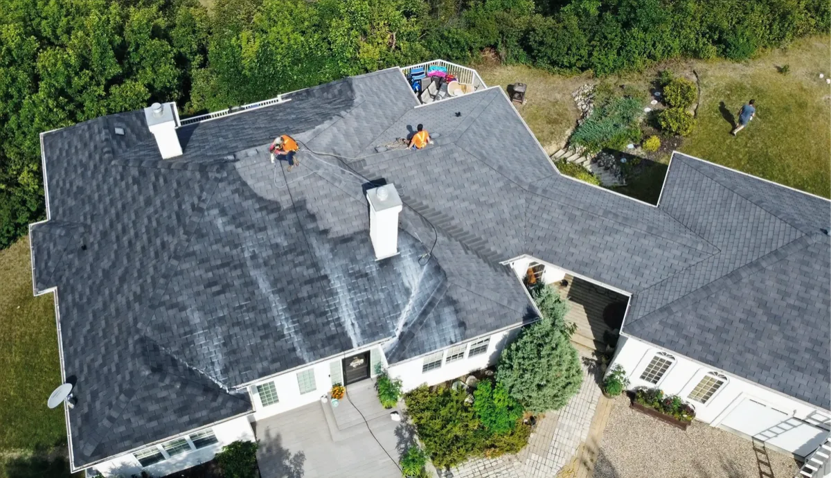 Professional photo of Pittsburgh neighborhood with various roof styles