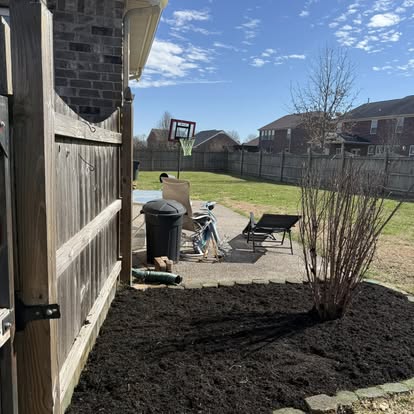 Rock and landscape installation backyard Spring Hill TN - portfolio project