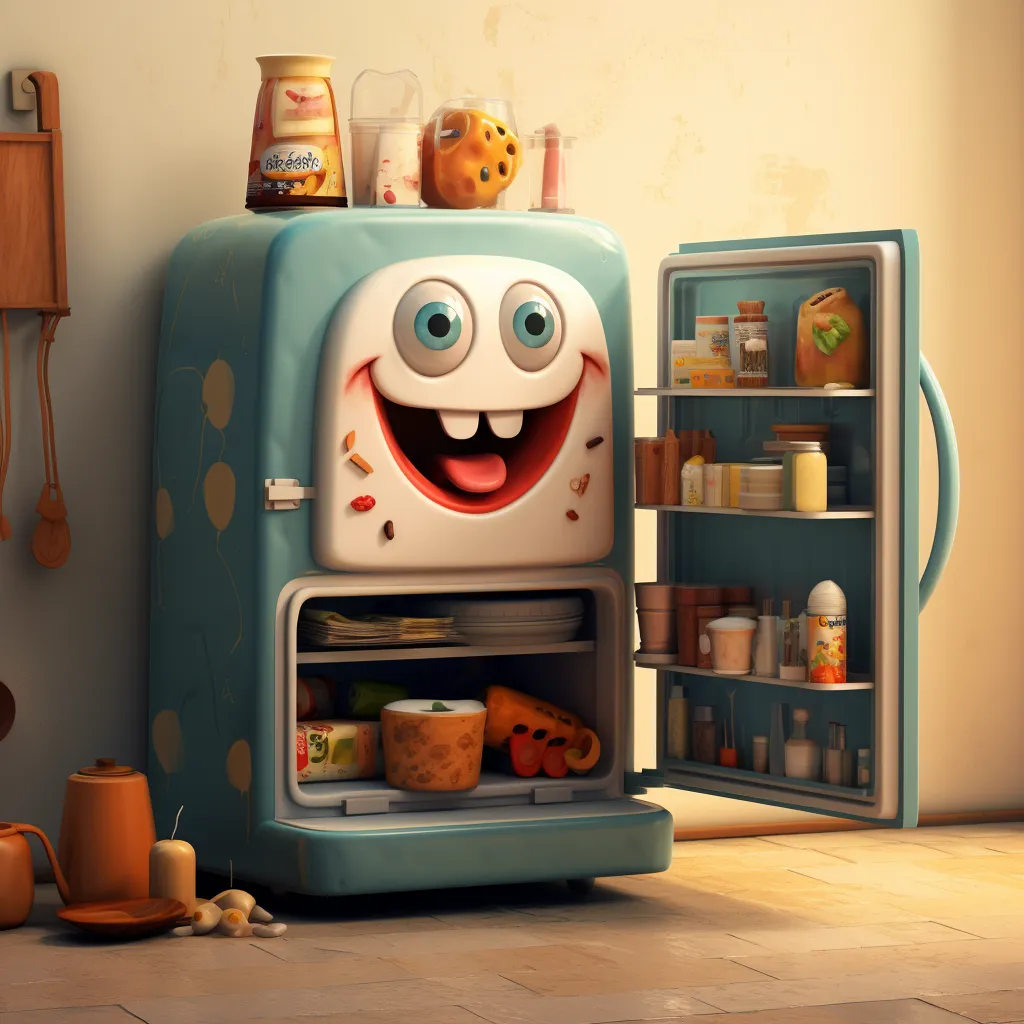 happy fridge with its door open