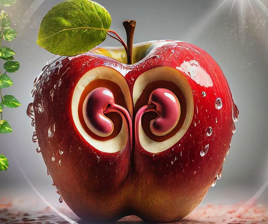 Apple with kidneys