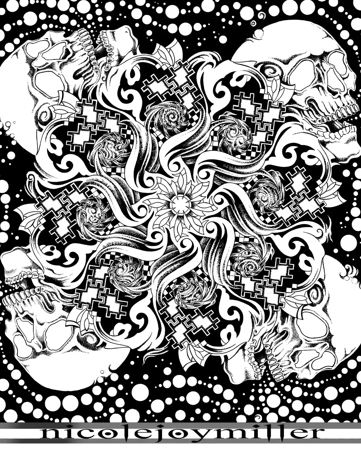 Skull and Mandala Custom Artwork tattoo: Professional tattoo by Nicole Miller at Montana Tattoo Company in Missoula, MT