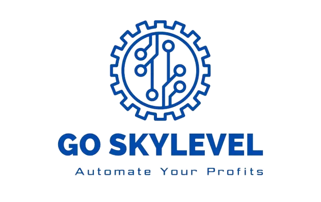 Go Skylevel logo on a digital background.