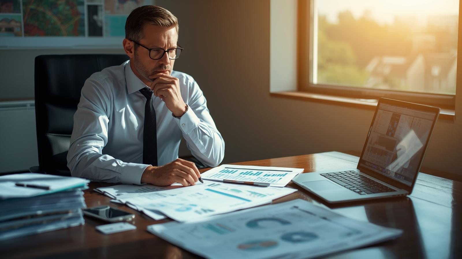 Regional Australian business owner reviewing financial records and workforce plans before sponsoring overseas staff, highlighting preparation, compliance, and employer readiness.