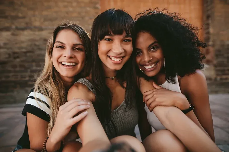 Three happy friends