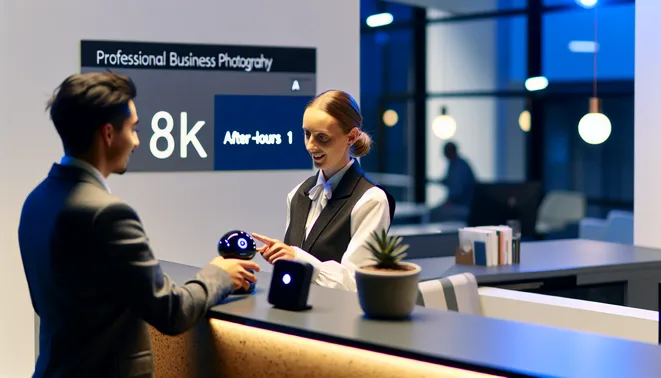 Professional receptionist using advanced AI system in a sleek Melbourne office for after-hours service.