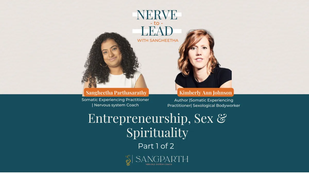Picture describing Nerve to Lead with Sangheetha Podcast with Episode 4 title Entrepreneurship, Sex & Spirituality - Part 1