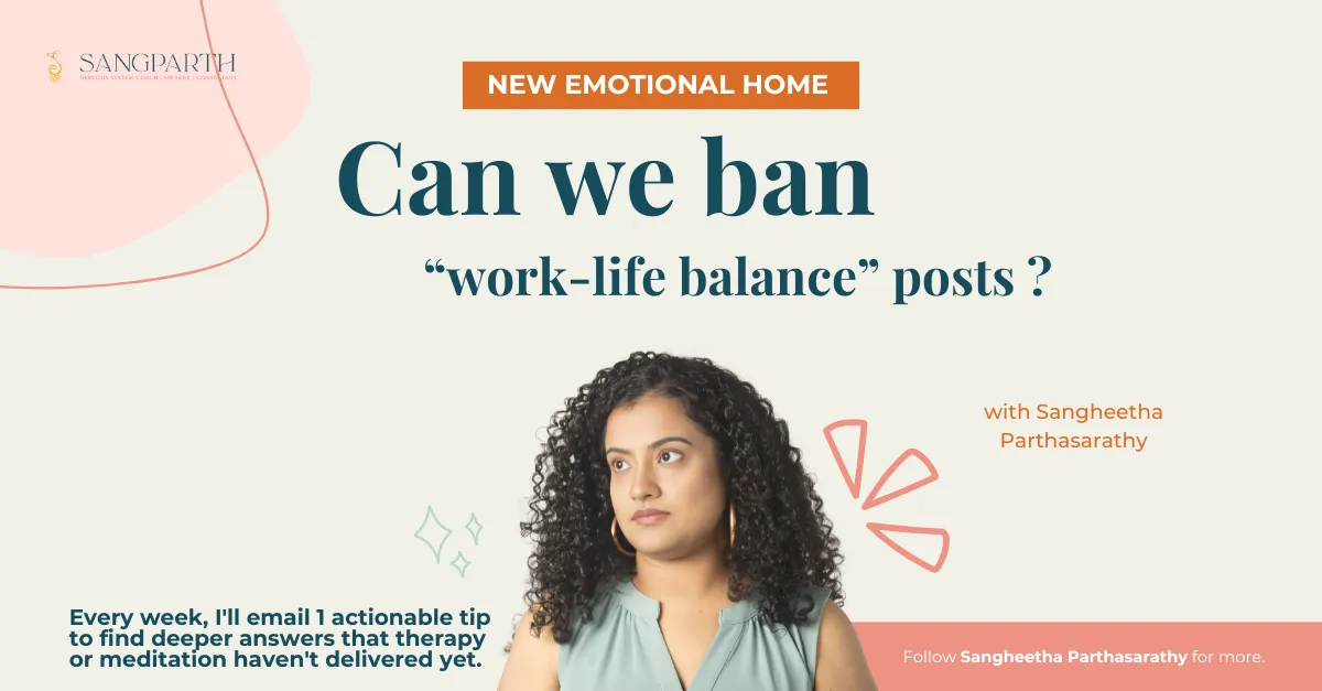Woman struggling with work-life connection sitting at desk looking at family photo