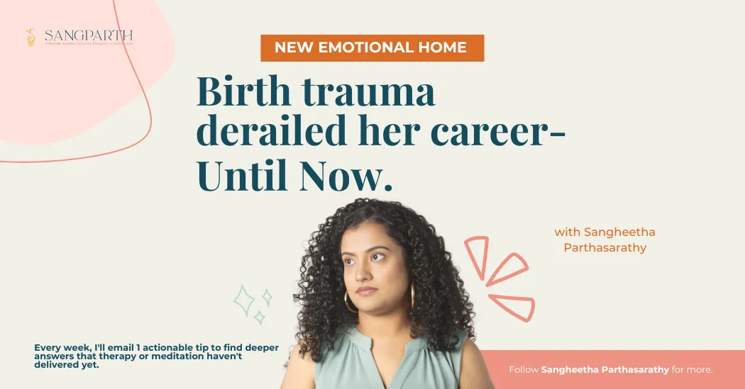 Woman experiencing birth trauma recovery through somatic healing techniques"