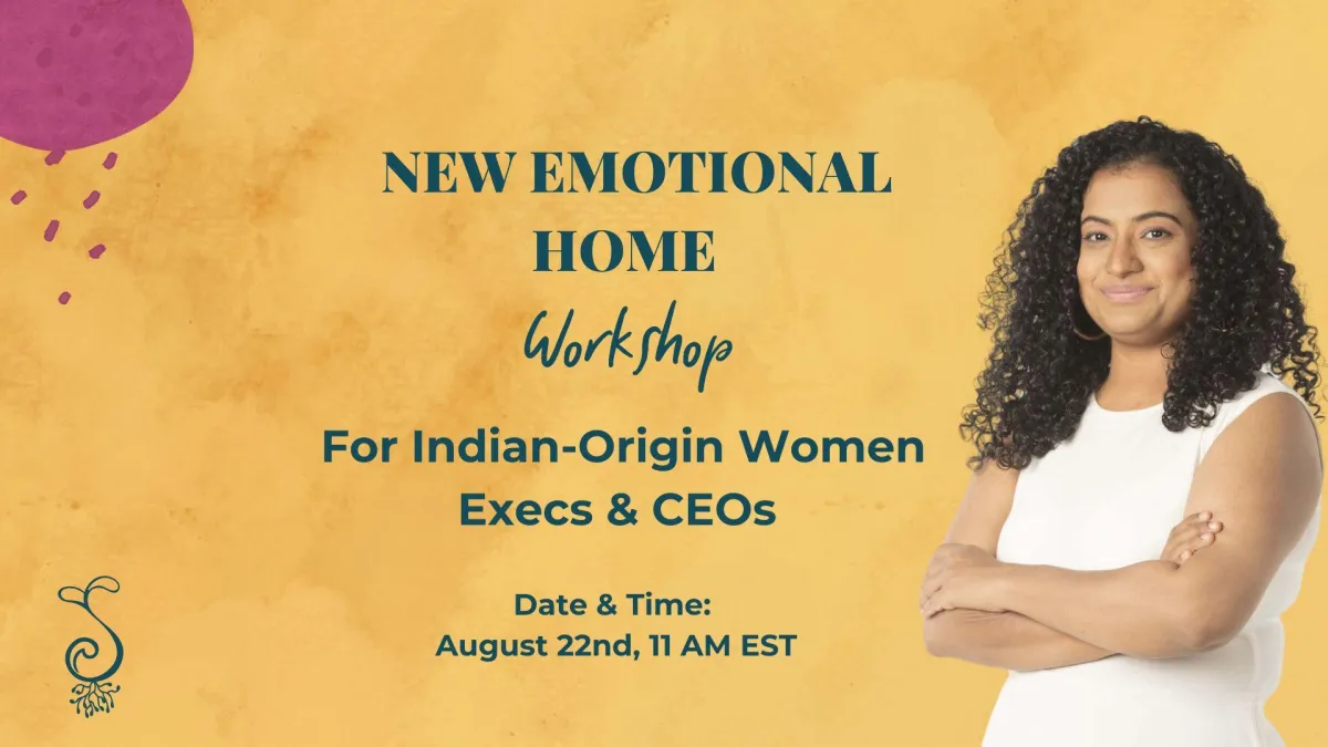 Indian-origin woman executive balancing between professional leadership and personal well-being, illustrating nervous system regulation