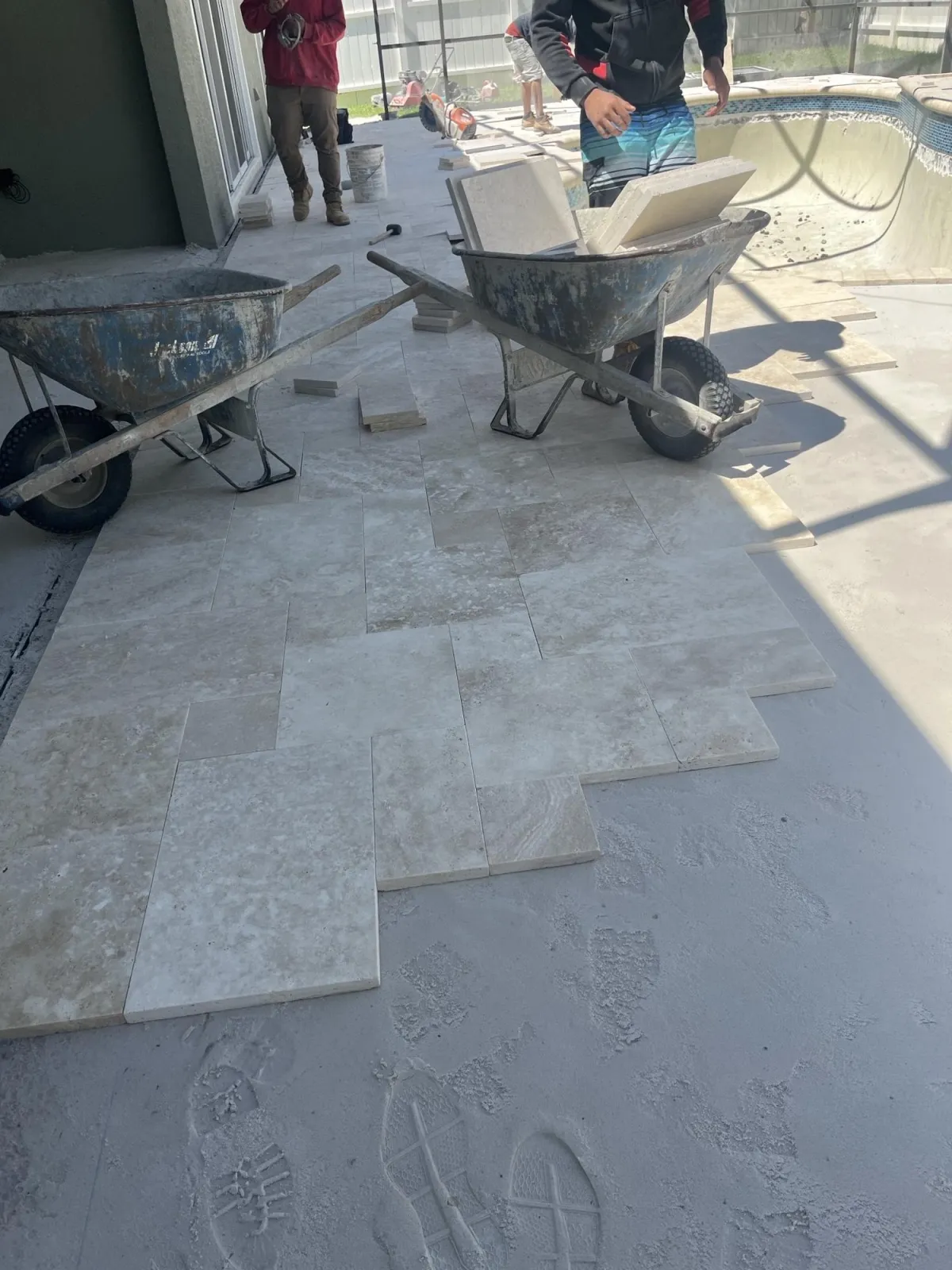 travertine paver installation
