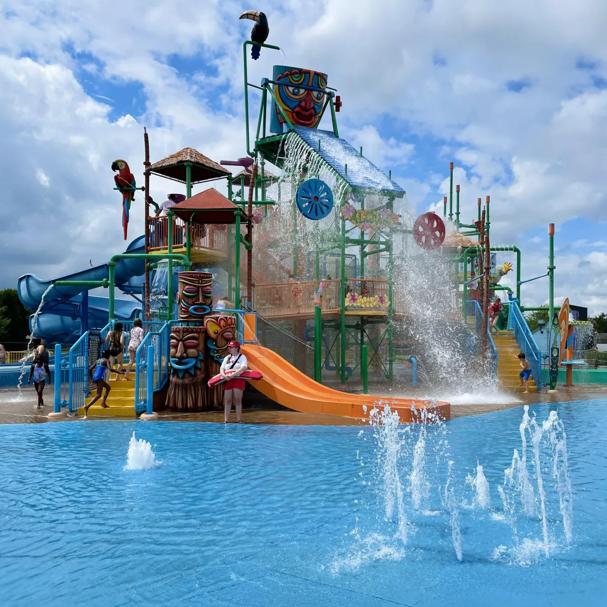 Enjoy the spray parks and water slides in Frisco Water Park.