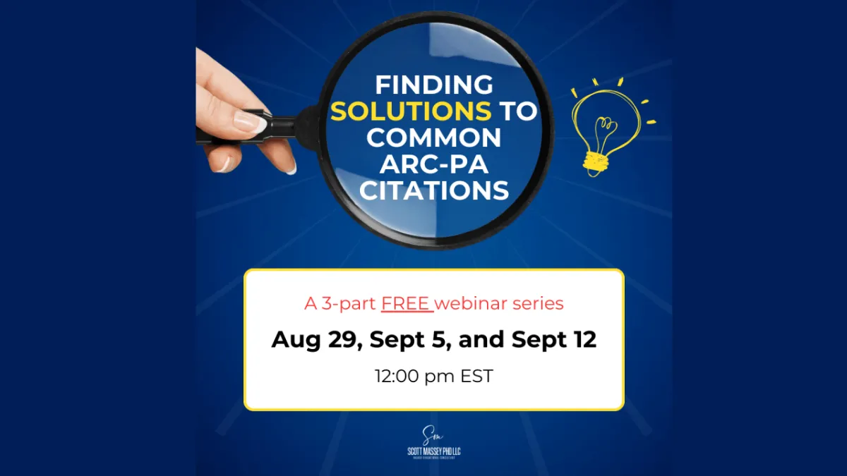 Upcoming Dr. Scott Massey Webinar: The most common ARC-PA citations