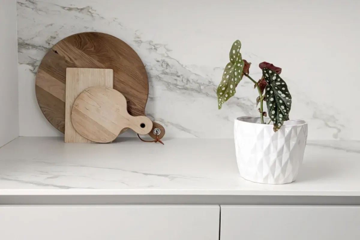 A newly installed ceramic worktop