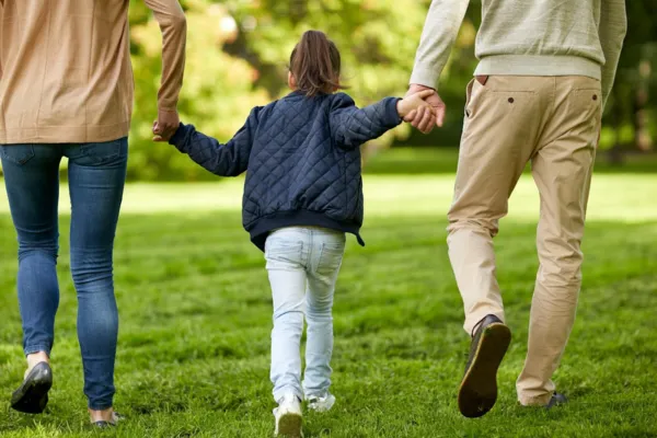 A family together at a backyard