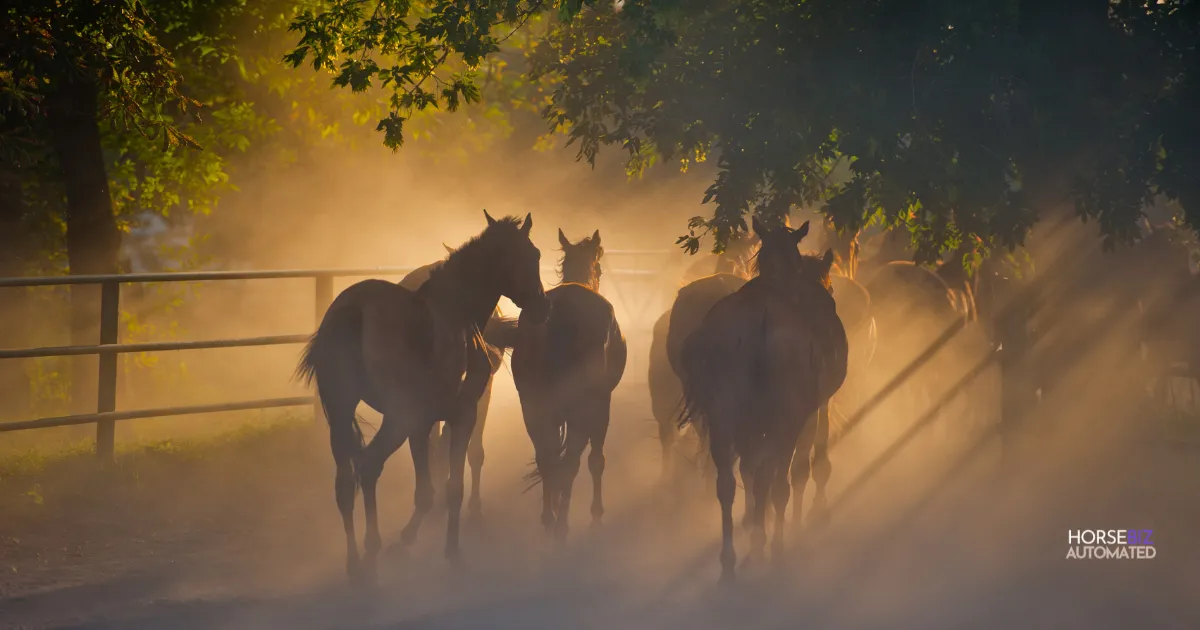 3 horses walking