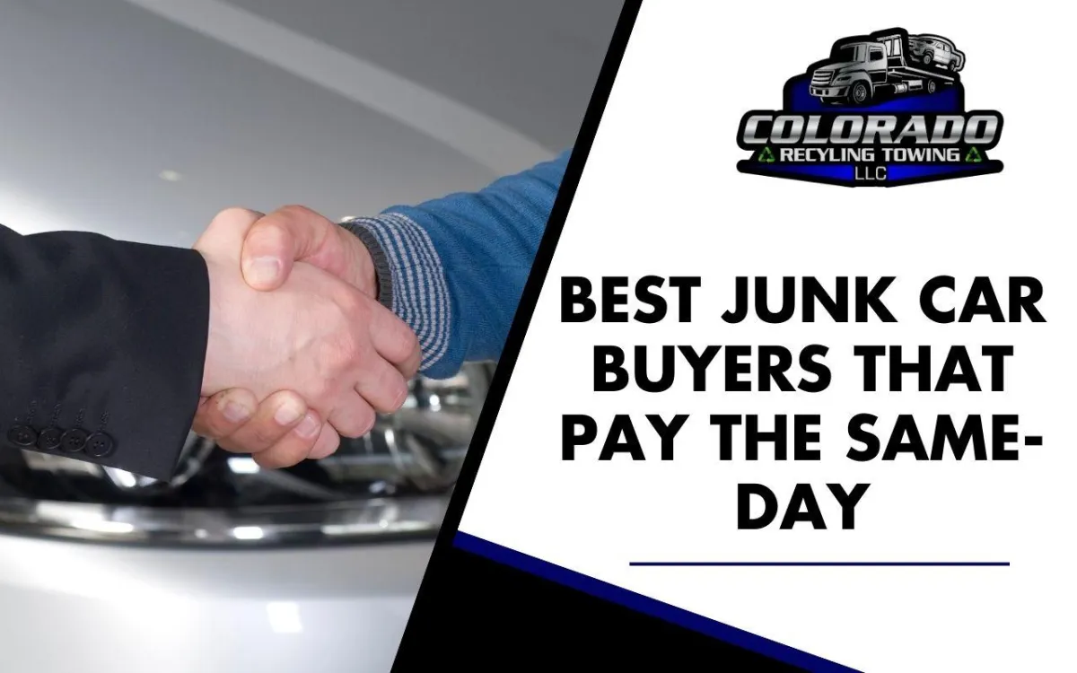 Junk car buyer handing over same-day cash in Colorado