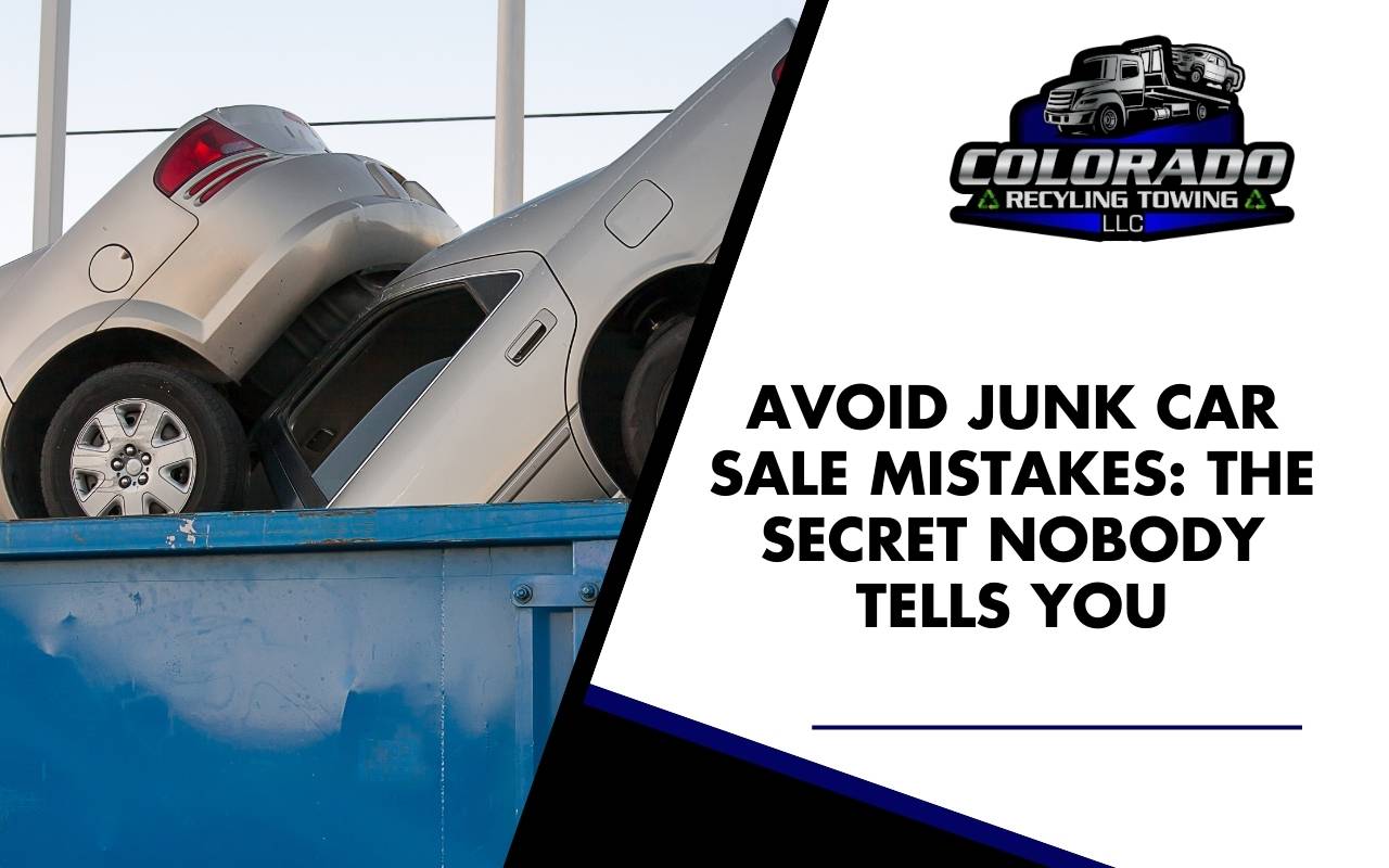 Tow truck picking up an old car in a driveway to Avoid Junk Car Sale Mistakes