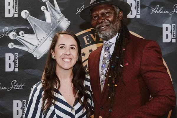 Emma Youell from Emma Youell Design Ltd is pictured with Levi Roots, founder of Reggae Reggae Sauce