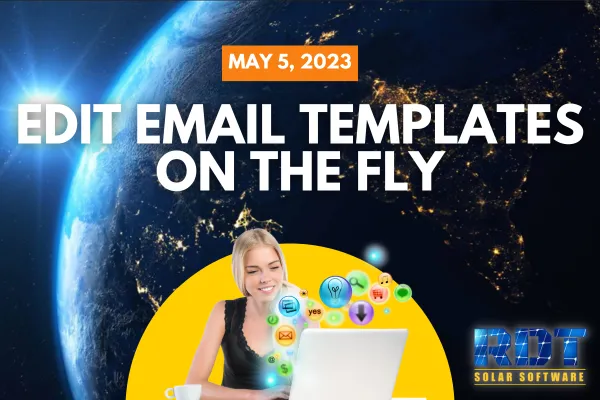 RDT Logo with text that says 'Edit Email Templates on the Fly' and date labelled 'May 5, 2023'