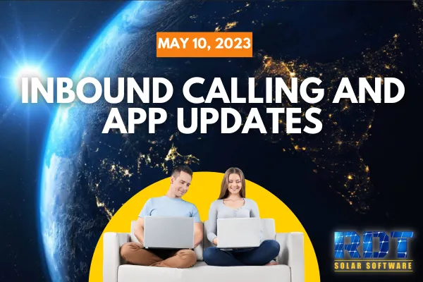 RDT Logo with text that says 'Inbound Calling and App Updates' and date labelled 'May 10, 2023'