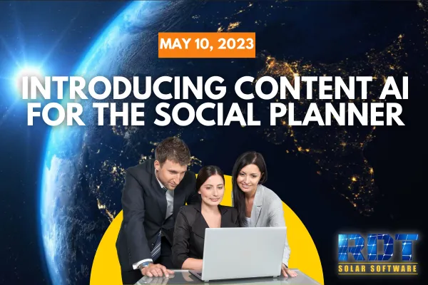 RDT Logo with text that says Introducing Content AI for the Social Planner' and date labelled 'May 10, 2023'