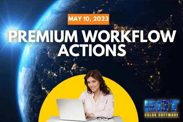 RDT Logo with text that says 'Premium Workflow Actions' and date labelled 'May 10, 2023'